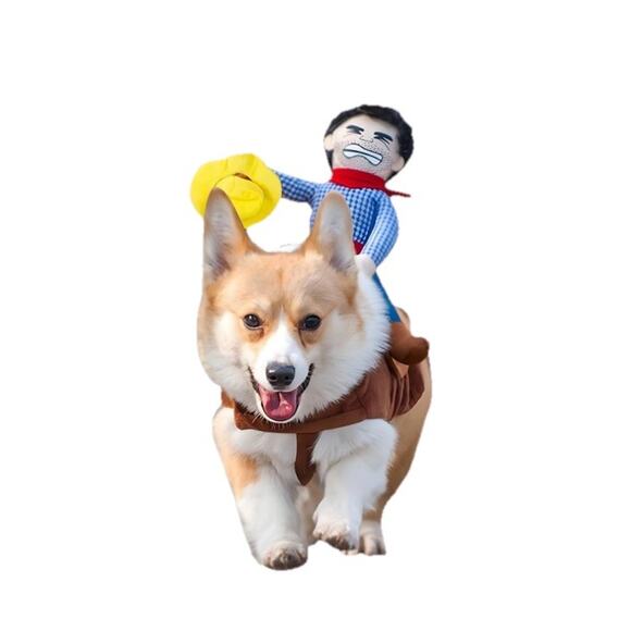 Cowboy Rider Dog Costume for Medium Dogs Halloween Western Funny - Picture 2 of 3